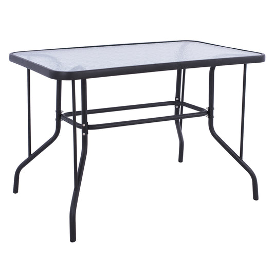 OUTDOOR METALLIC TABLE ADAM HM5020.01 DARK GREY WITH SAFETY GLASS TOP 110Χ60Χ71Hcm.