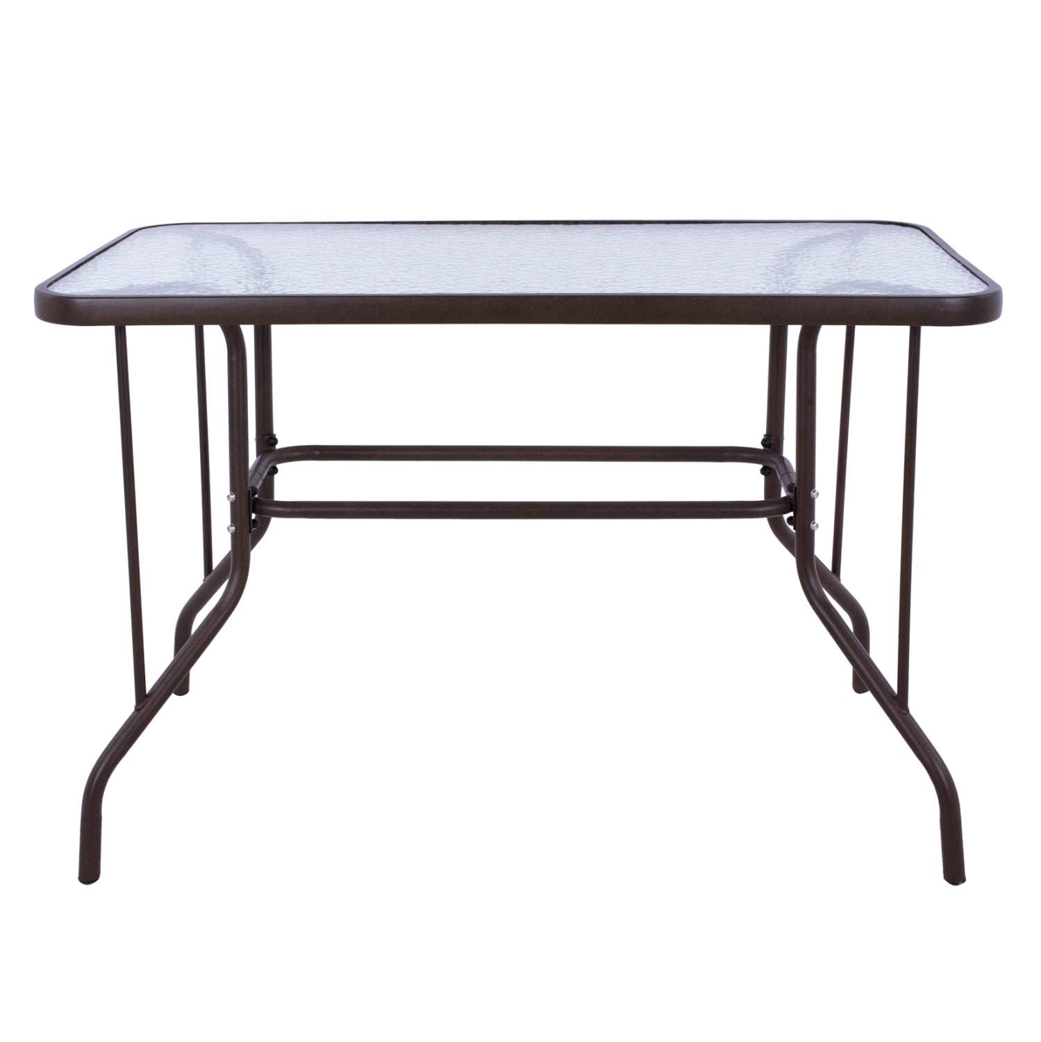 OUTDOOR METALLIC TABLE ADAM HM5020.02 BROWN WITH REINFORCED GLASS TOP 110Χ60Χ71Hcm.