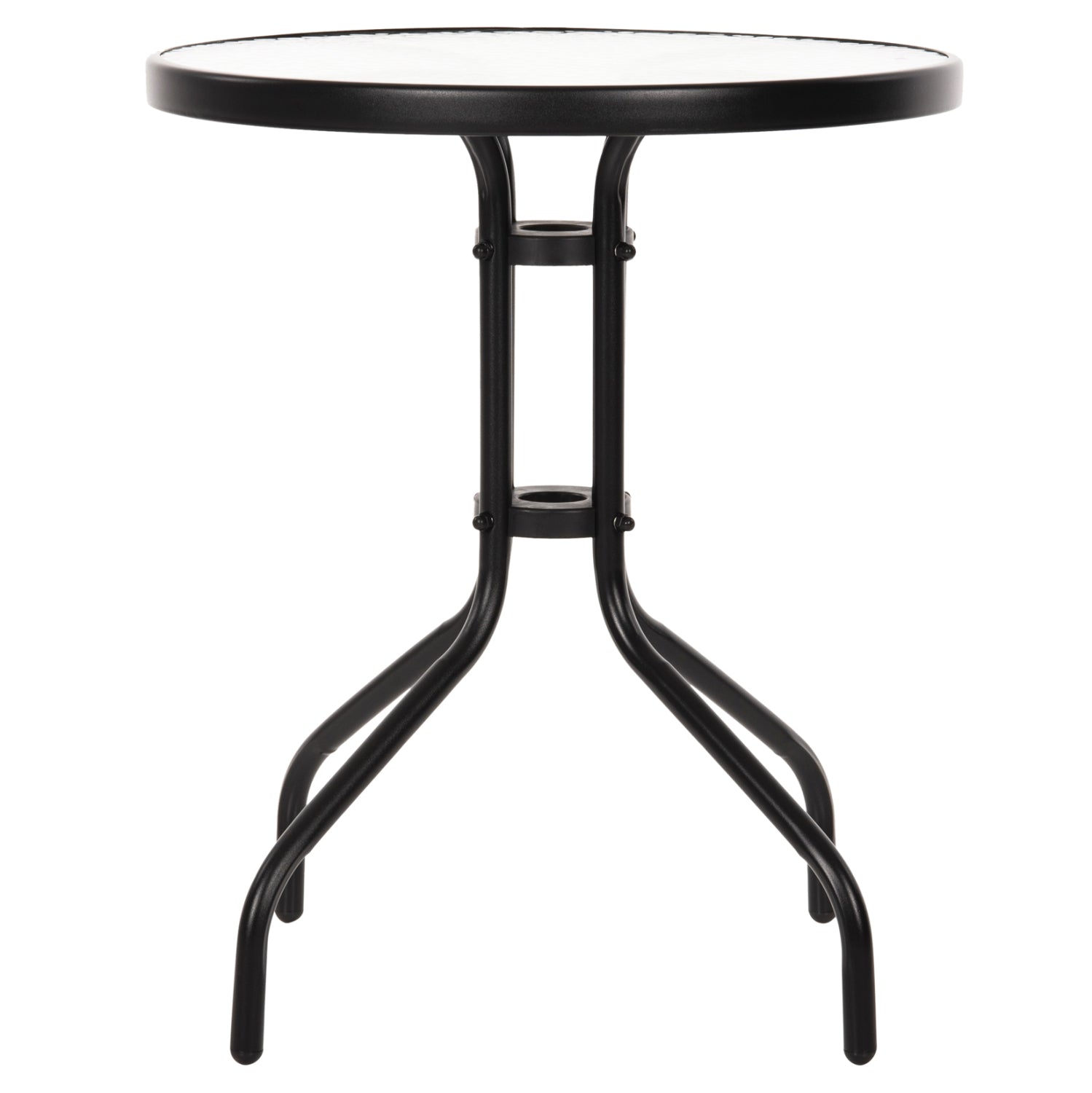 TABLE LIMA HM5079.03 METAL BLACK WITH TEMPERED GLASS TOP Φ60x68Hcm.