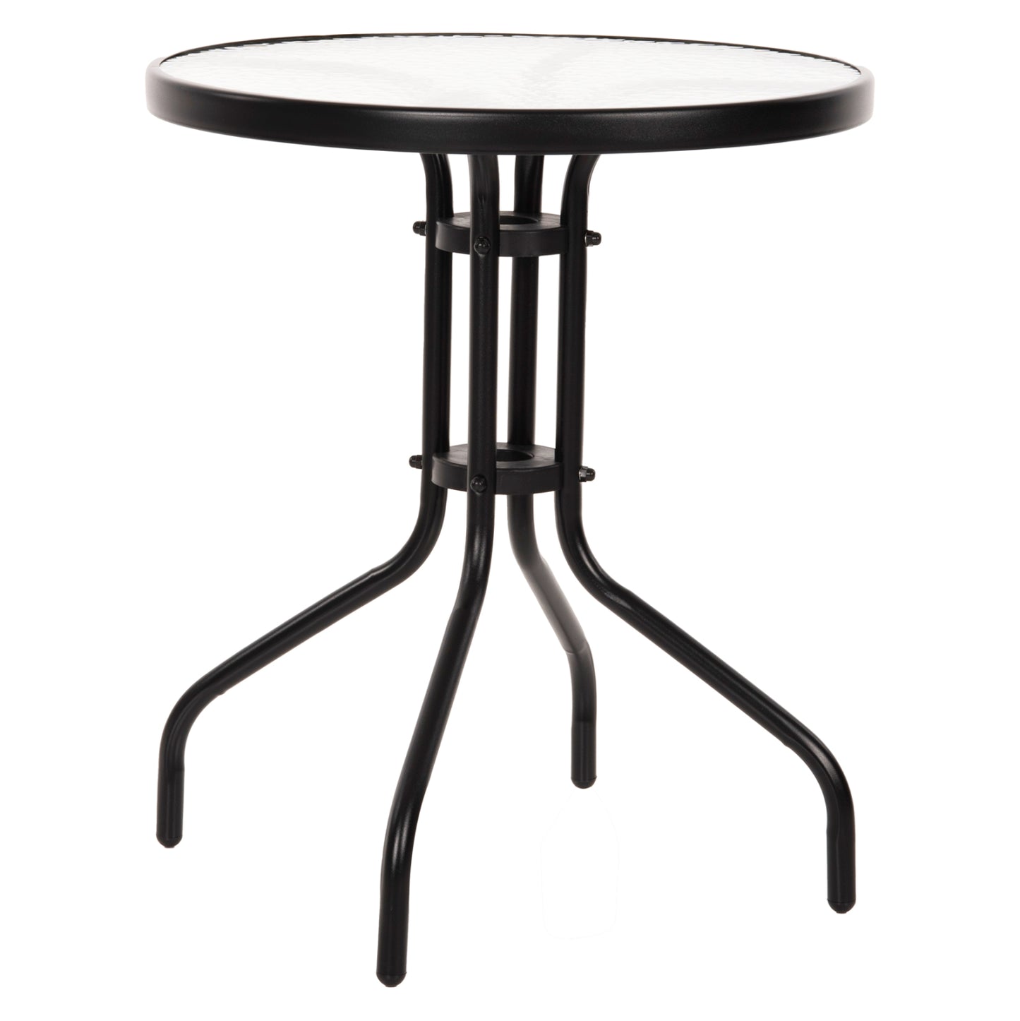TABLE LIMA HM5079.03 METAL BLACK WITH TEMPERED GLASS TOP Φ60x68Hcm.
