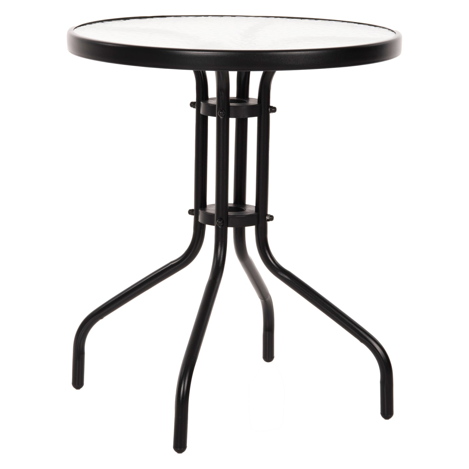 TABLE LIMA HM5079.03 METAL BLACK WITH TEMPERED GLASS TOP Φ60x68Hcm.