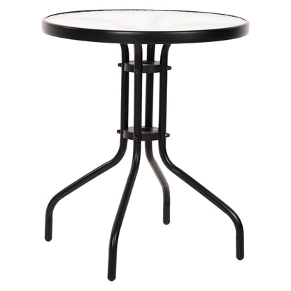 TABLE LIMA HM5079.03 METAL BLACK WITH TEMPERED GLASS TOP Φ60x68Hcm.