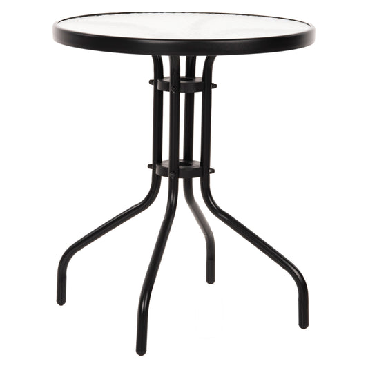 TABLE LIMA HM5079.03 METAL BLACK WITH TEMPERED GLASS TOP Φ60x68Hcm.