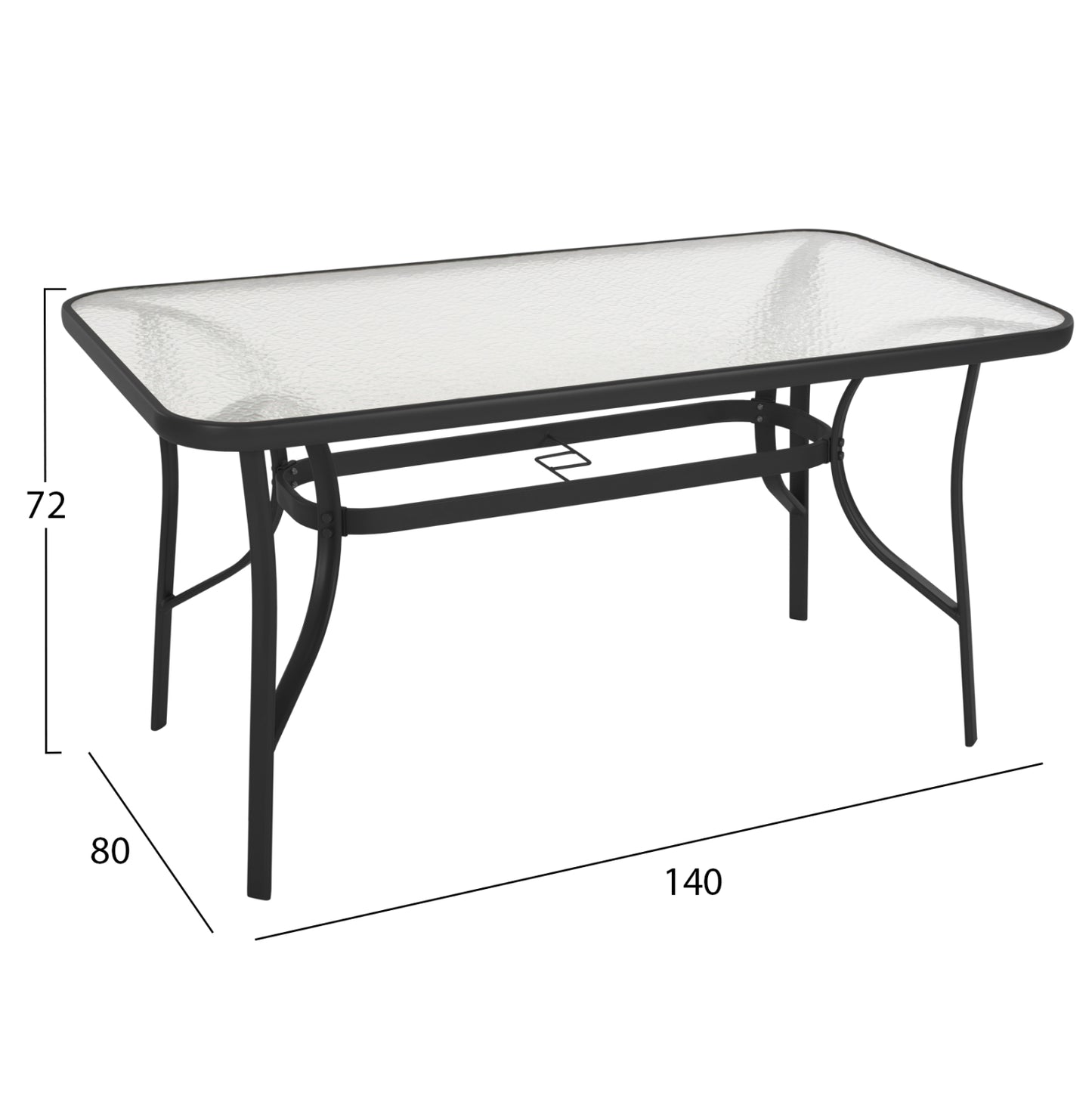 TABLE BRUNO HM5106.03 METALLIC IN BLACK WITH TEMPERED GLASS TABLETOP 140Χ80Χ72Hcm.