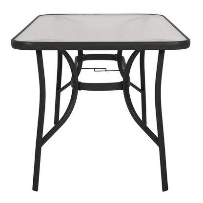 TABLE BRUNO HM5106.03 METALLIC IN BLACK WITH TEMPERED GLASS TABLETOP 140Χ80Χ72Hcm.