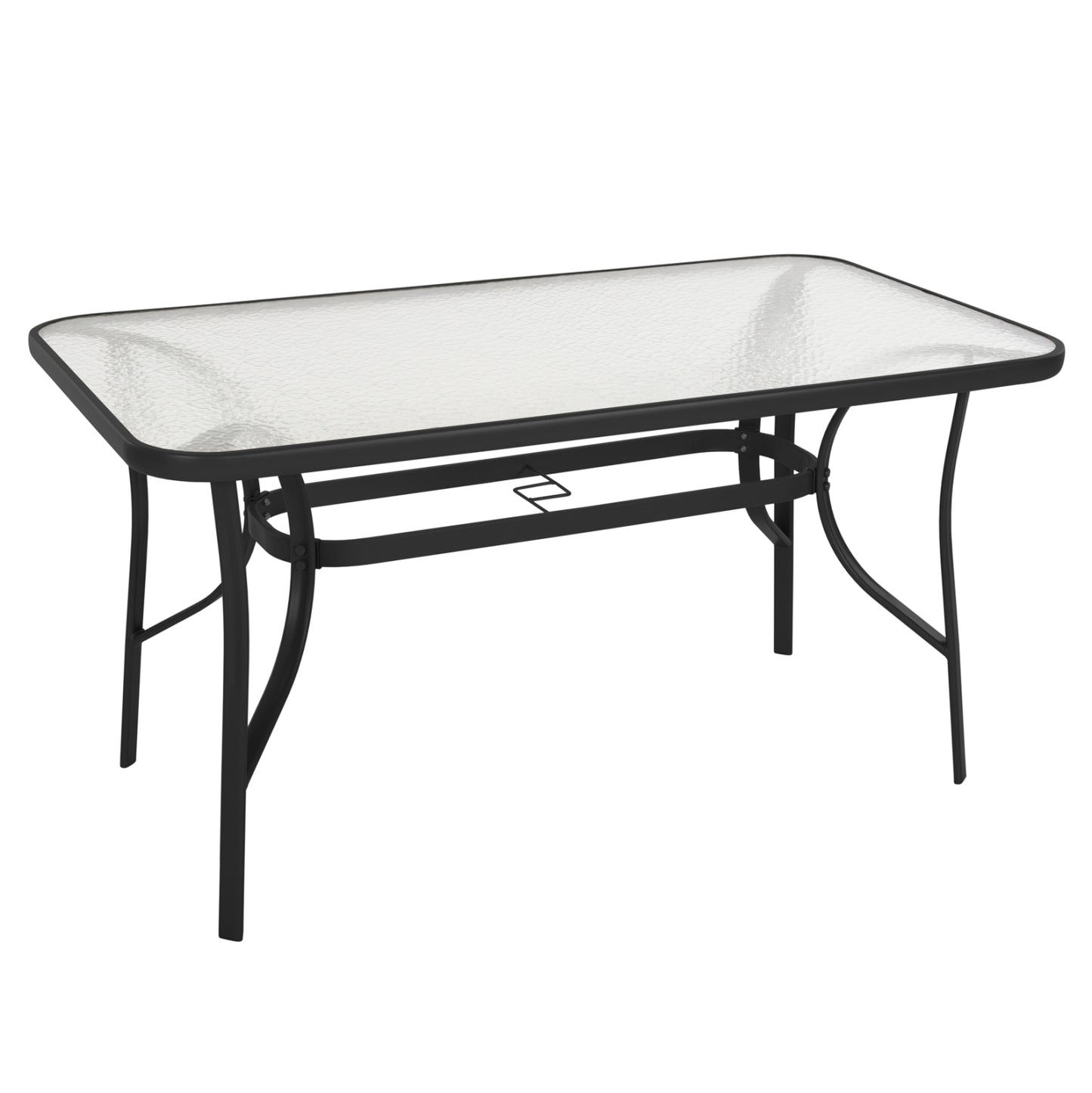 TABLE BRUNO HM5106.03 METALLIC IN BLACK WITH TEMPERED GLASS TABLETOP 140Χ80Χ72Hcm.
