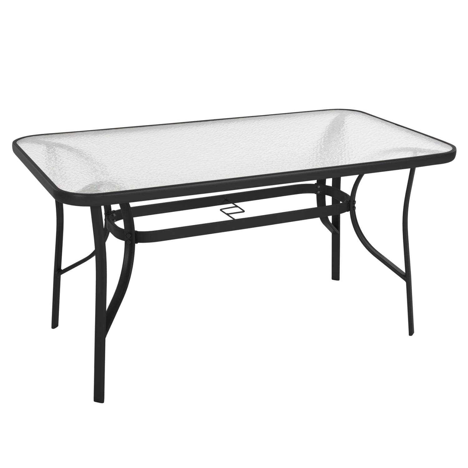 TABLE BRUNO HM5106.03 METALLIC IN BLACK WITH TEMPERED GLASS TABLETOP 140Χ80Χ72Hcm.