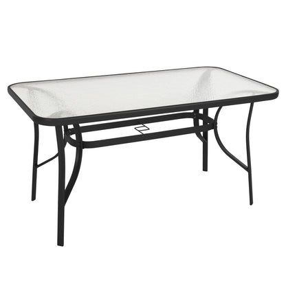 TABLE BRUNO HM5106.03 METALLIC IN BLACK WITH TEMPERED GLASS TABLETOP 140Χ80Χ72Hcm.