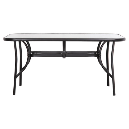 DINING TABLE BRUNO HM5145.03 METAL IN BLACK COLOR-TEMPERED GLASS 150Χ90Χ72Hcm.