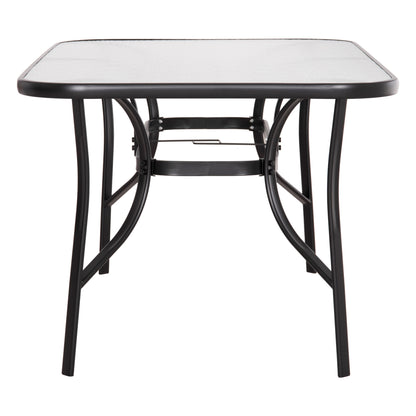 DINING TABLE BRUNO HM5145.03 METAL IN BLACK COLOR-TEMPERED GLASS 150Χ90Χ72Hcm.