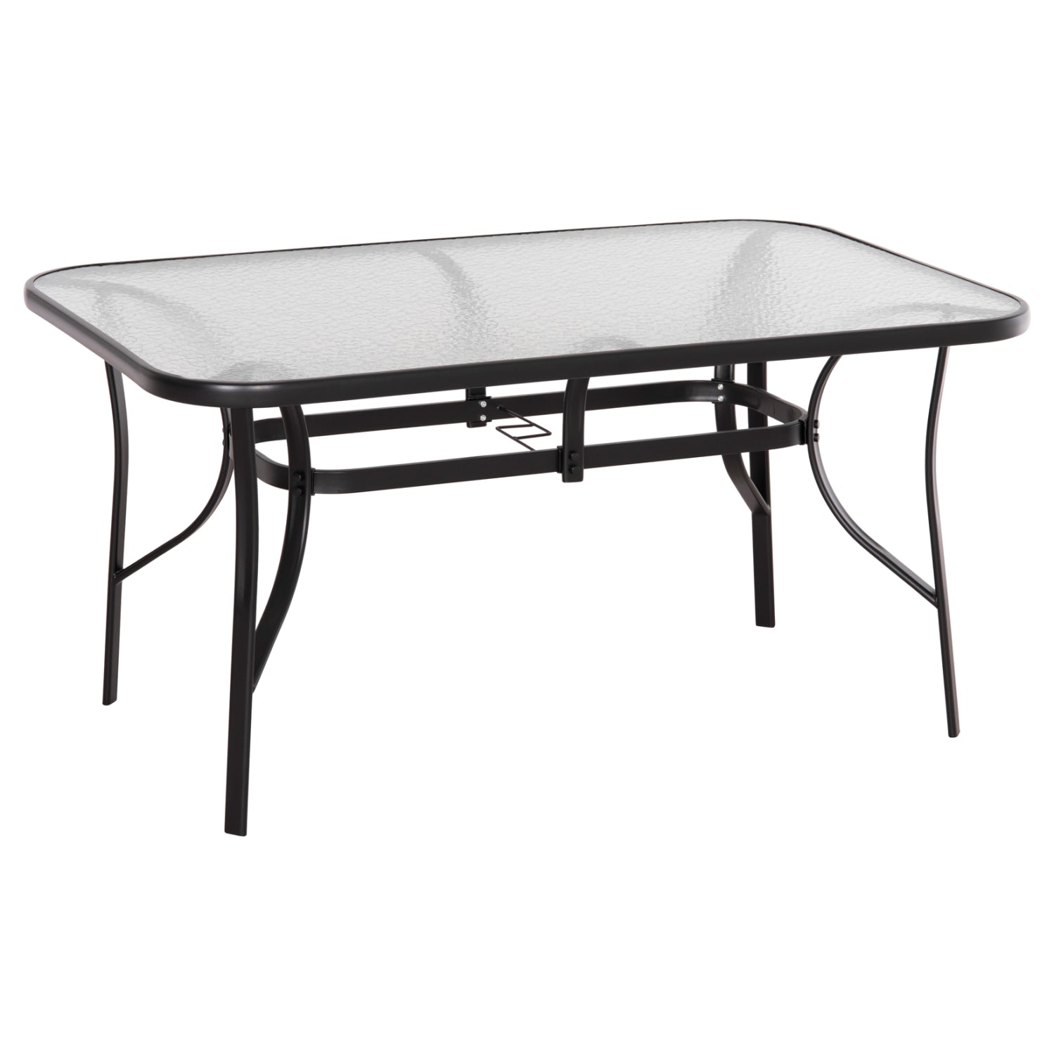 DINING TABLE BRUNO HM5145.03 METAL IN BLACK COLOR-TEMPERED GLASS 150Χ90Χ72Hcm.