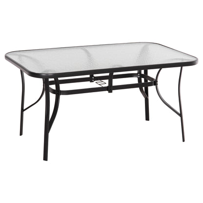 DINING TABLE BRUNO HM5145.03 METAL IN BLACK COLOR-TEMPERED GLASS 150Χ90Χ72Hcm.