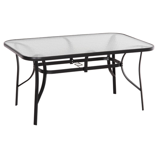 DINING TABLE BRUNO HM5145.03 METAL IN BLACK COLOR-TEMPERED GLASS 150Χ90Χ72Hcm.