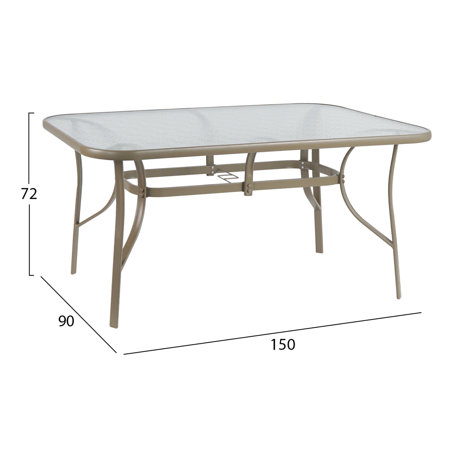 DINING TABLE BRUNO HM5145.04 METAL IN CHAMPAGNE COLOR-TEMPERED GLASS 150Χ90Χ72Hcm.