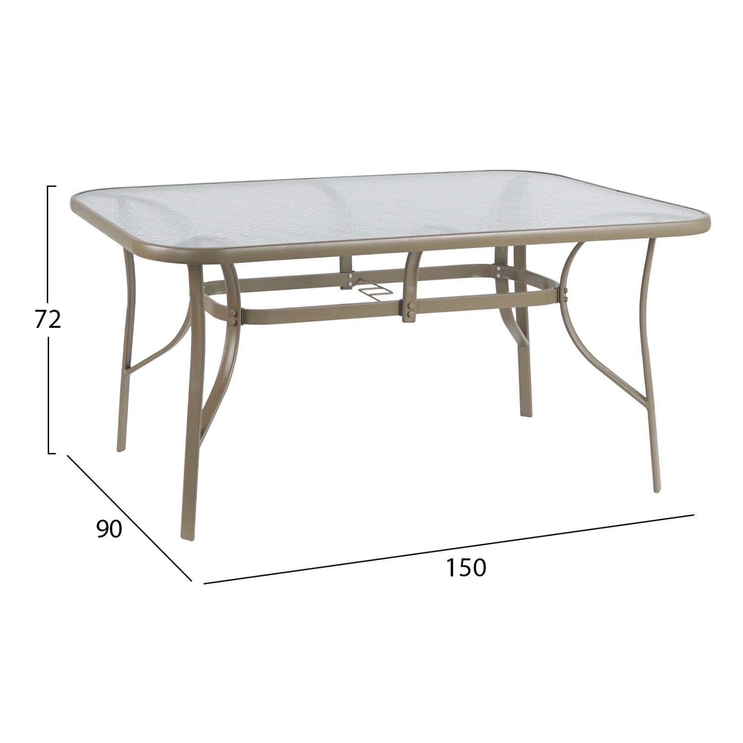 DINING TABLE BRUNO HM5145.04 METAL IN CHAMPAGNE COLOR-TEMPERED GLASS 150Χ90Χ72Hcm.