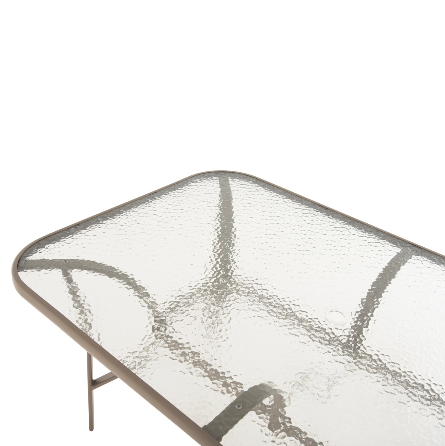 DINING TABLE BRUNO HM5145.14 METAL IN CHAMPAGNE COLOR-TEMPERED GLASS & UMBRELLA HOLE 150X90Χ72Hcm.