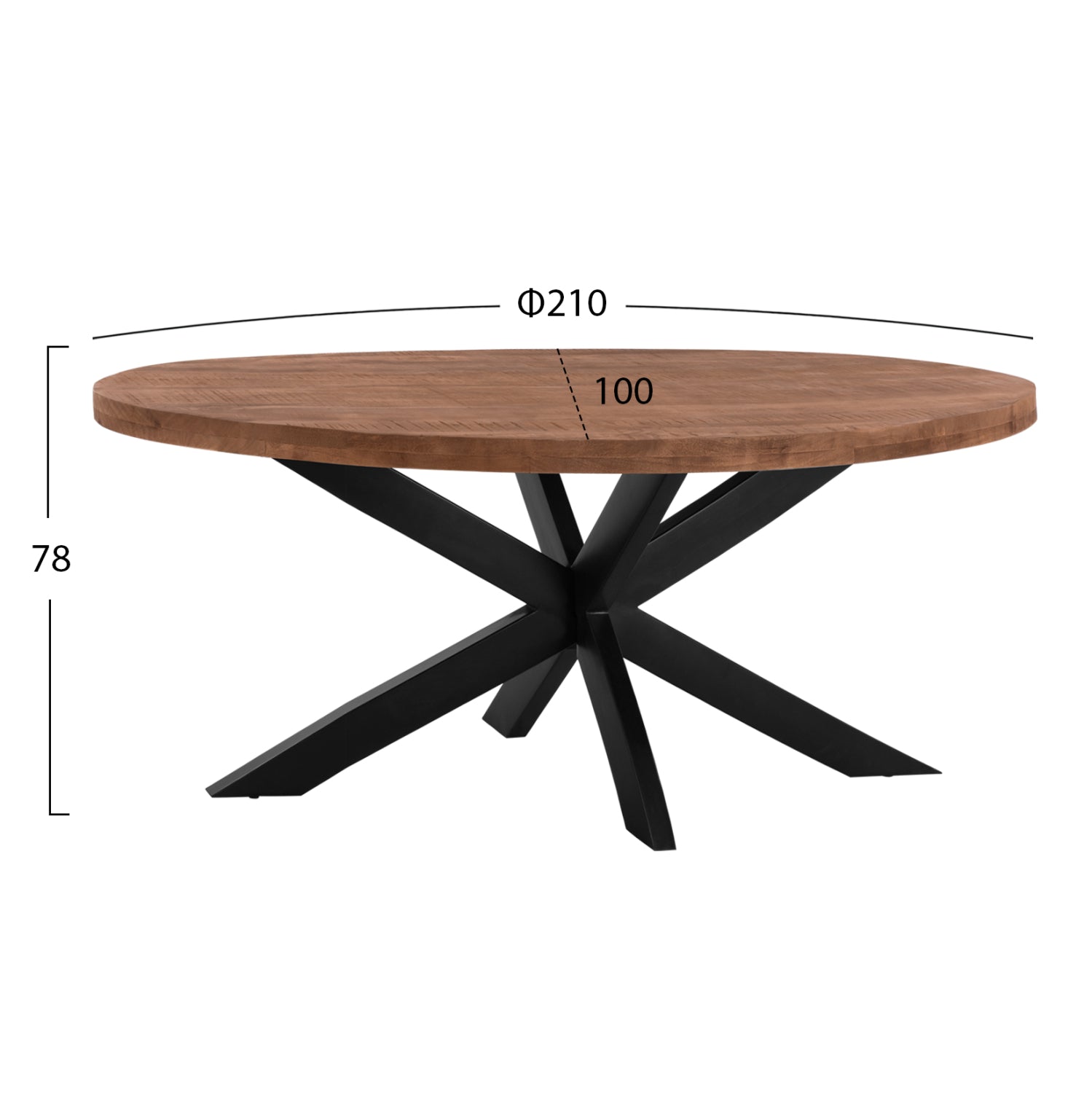 Dining Table Oval LEVINHO HM8483.11 Solid Mango Wood 210x100x78 cm.