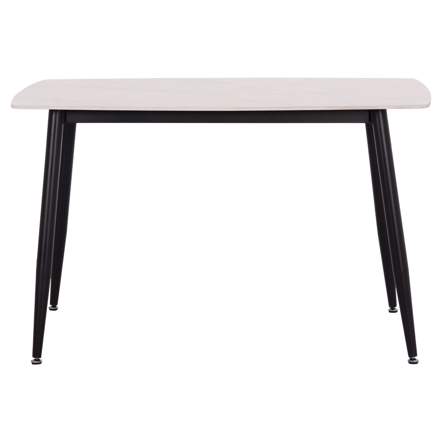 DINING TABLE RAVEN HM9854.01 CERAMIC TOP IN MATTE WHITE MARBLE-BLACK METAL LEGS 117,5x67,5x76Hcm.