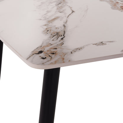 DINING TABLE RAVEN HM9854.04 CERAMIC TOP IN CALACATTA MARBLE SCHEME-BLACK METAL LEGS 120x70x73Hcm.