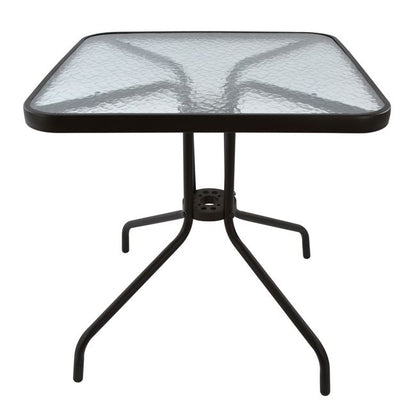 OUTDOOR TABLE SQUARE FIGO HM5036.02 BROWN METAL-GLASS TABLETOP 70Χ70Χ72Hcm