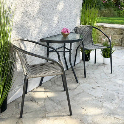 SEMICIRCULAR TABLE LIMA HM5967.01 METAL IN GREY WITH GLASS TOP 70x40x64,5Hcm.