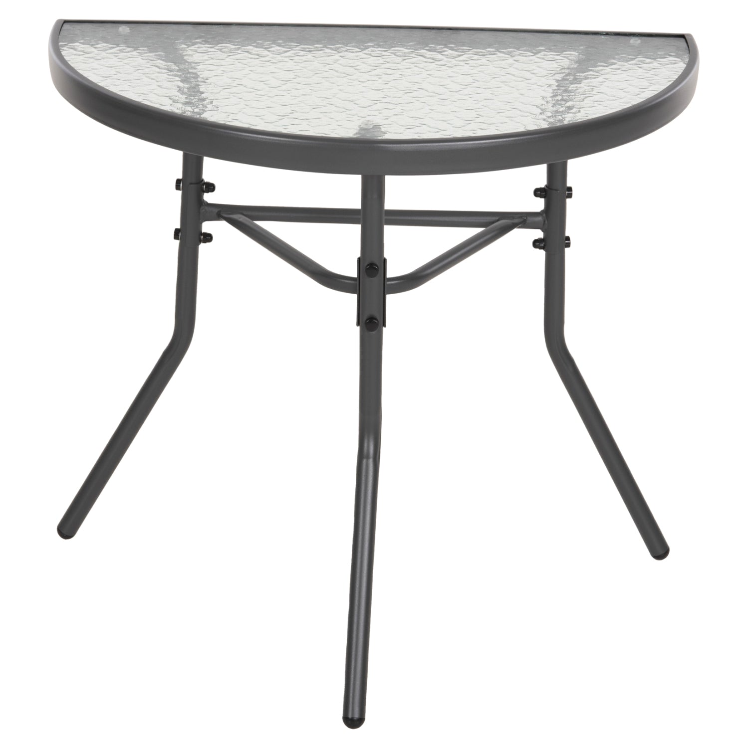 SEMICIRCULAR TABLE LIMA HM5967.01 METAL IN GREY WITH GLASS TOP 70x40x64,5Hcm.