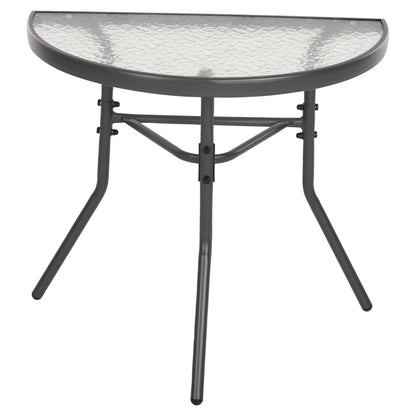 SEMICIRCULAR TABLE LIMA HM5967.01 METAL IN GREY WITH GLASS TOP 70x40x64,5Hcm.