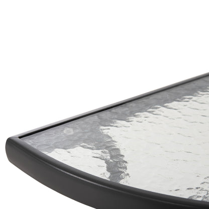 SEMICIRCULAR TABLE LIMA HM5967.01 METAL IN GREY WITH GLASS TOP 70x40x64,5Hcm.