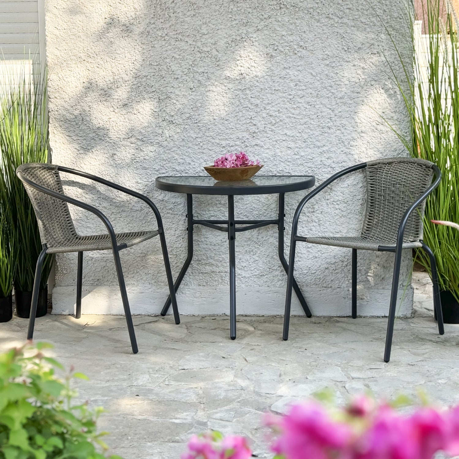 SEMICIRCULAR TABLE LIMA HM5967.02 METAL IN BROWN WITH GLASS TOP 70x40x64,5Hcm.