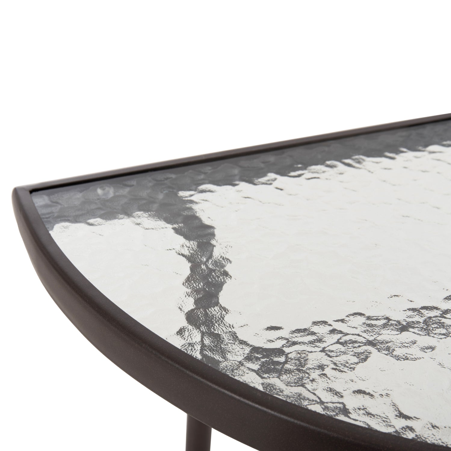 SEMICIRCULAR TABLE LIMA HM5967.02 METAL IN BROWN WITH GLASS TOP 70x40x64,5Hcm.