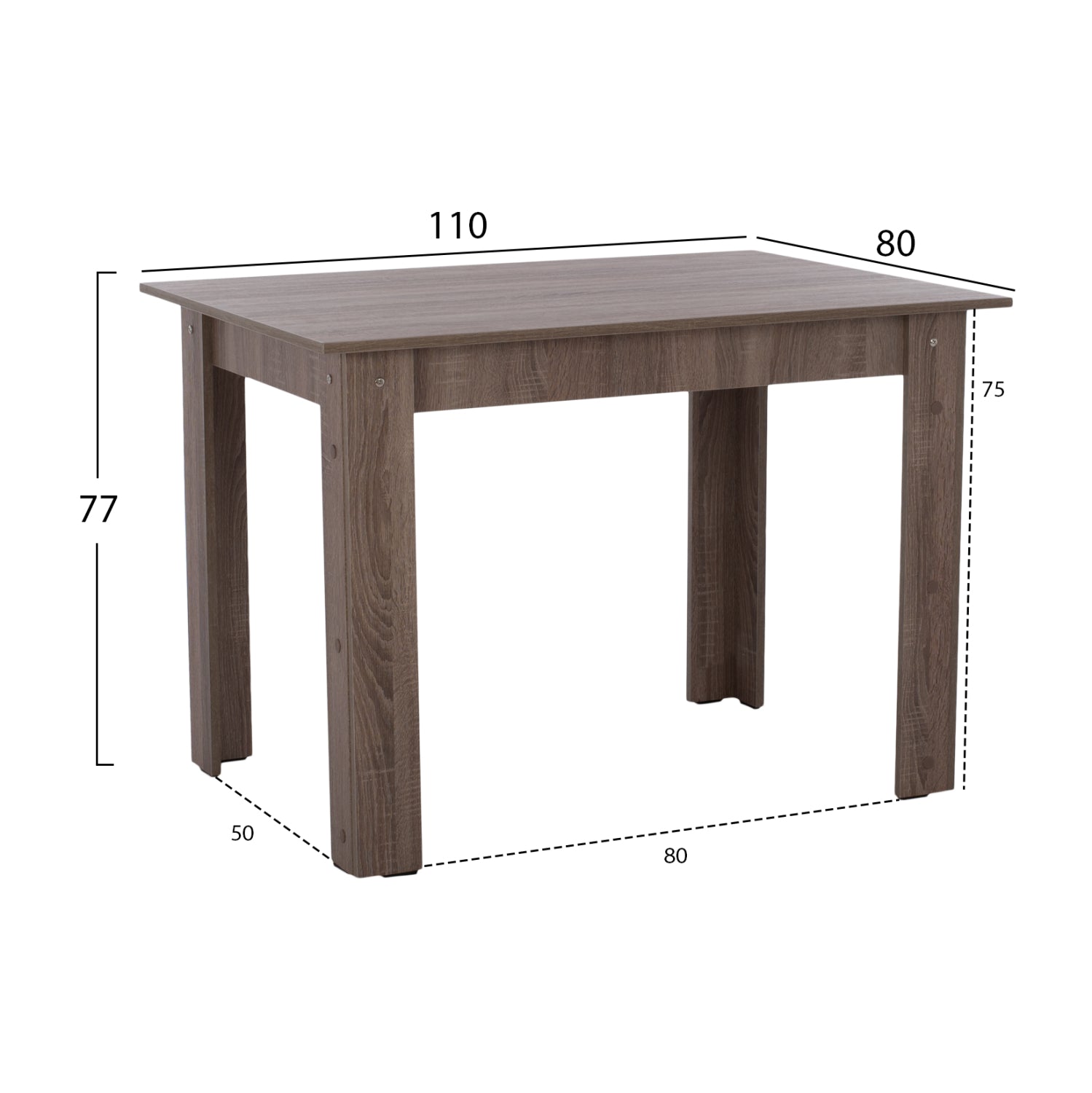 KITCHEN TABLE KELVIN HM2428.05, 110x80x77, ASH GREY