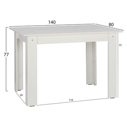 HM2429.03 kitchen table KELVIN, white, melamine, 140x80x77