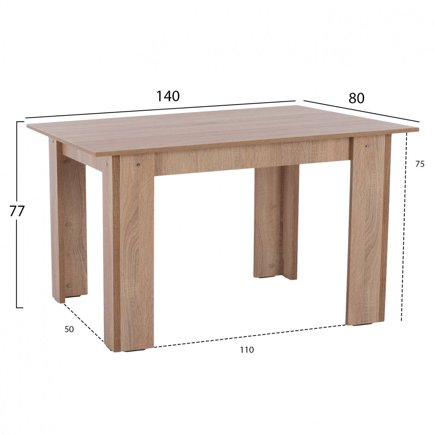 KITCHEN TABLE HM2429.01 KELVIN, SONOMA OAK, 140x80x77H