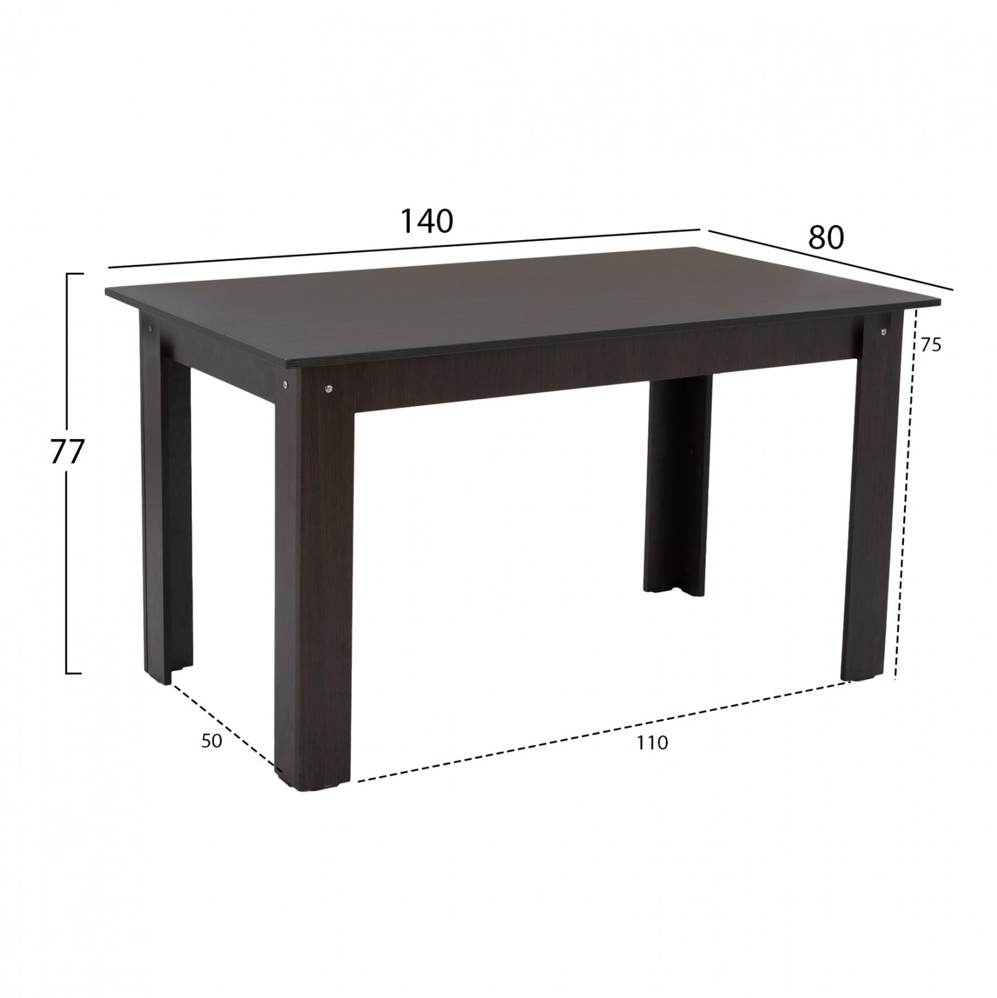 KITCHEN TABLE KELVIN, WENGE, ΗΜ2429.02 140x80x77 cm.
