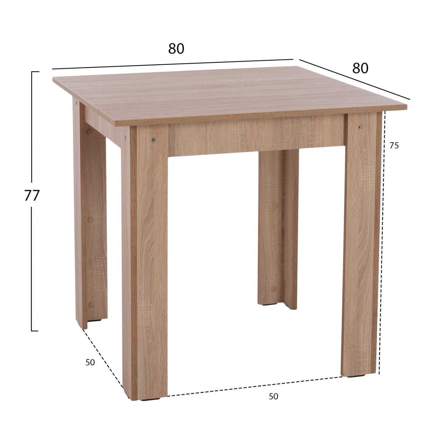 KITCHEN TABLE KELVIN HM2427.01, SONOMA OAK, 80x80x77 cm.