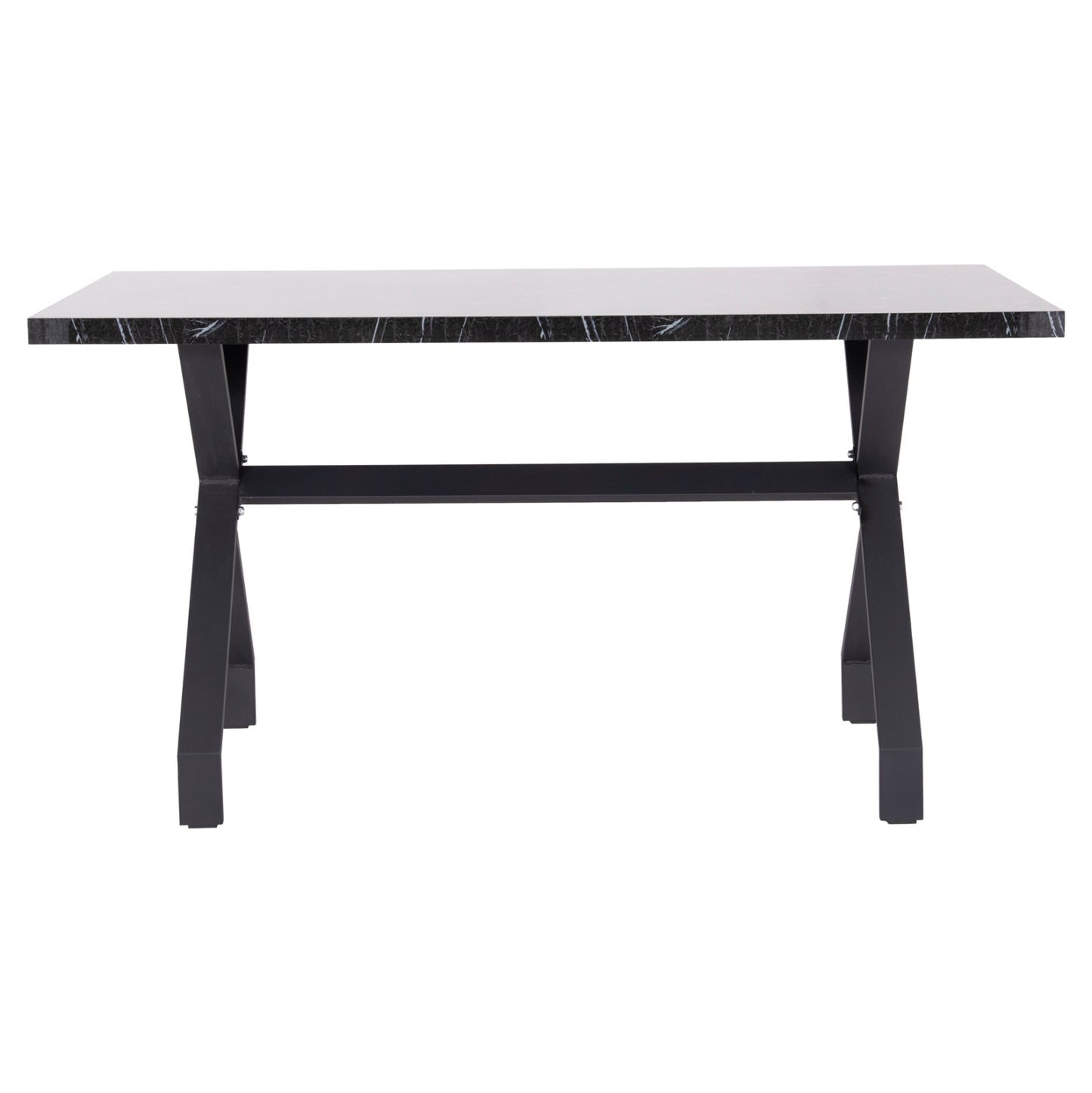 KITCHEN TABLE LANA HM18221.02 MELAMINE IN BLACK MARBLE LOOK-BLACK METAL LEGS 140x70x72.5Hcm.