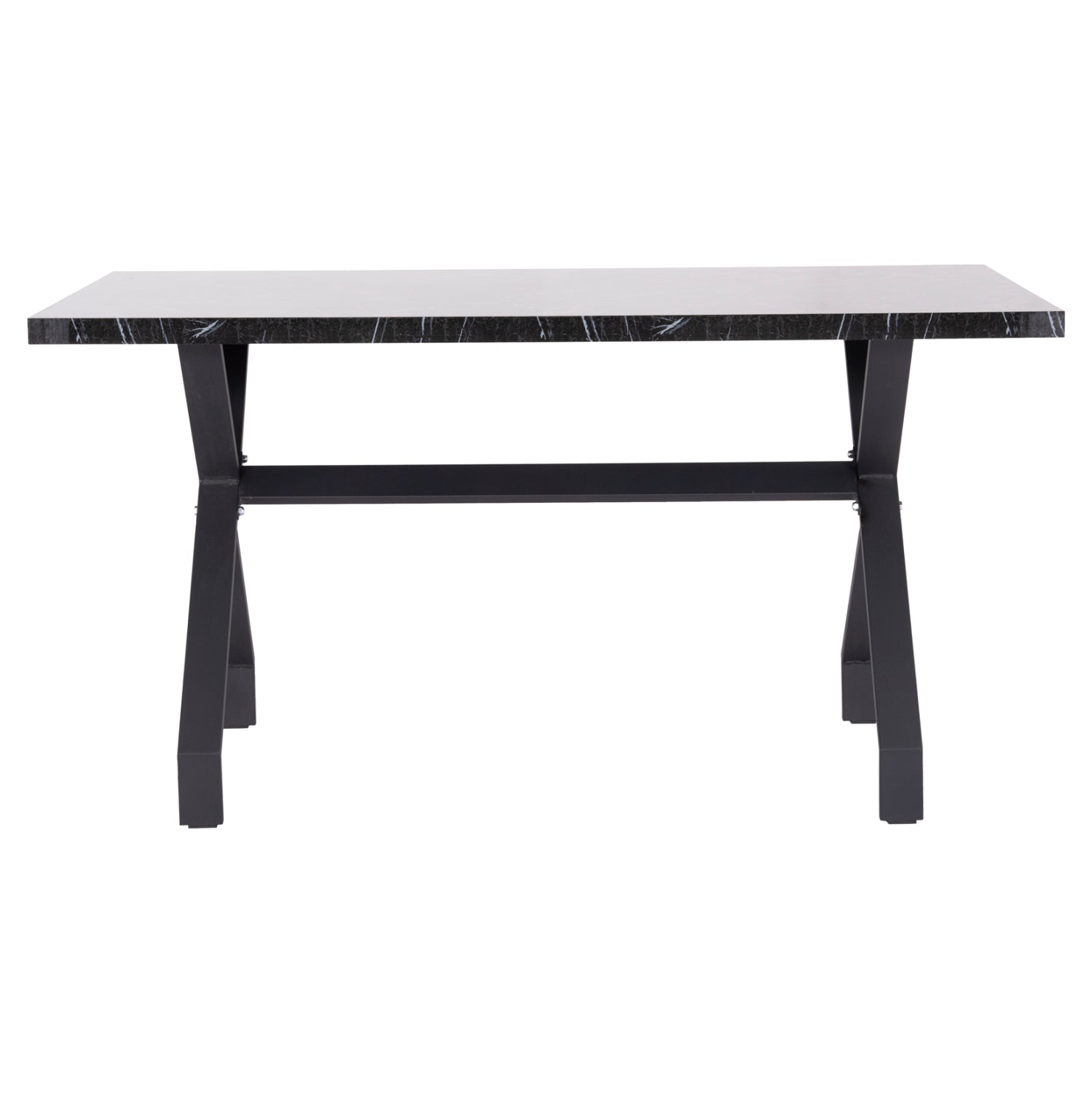 KITCHEN TABLE LANA HM18221.02 MELAMINE IN BLACK MARBLE LOOK-BLACK METAL LEGS 140x70x72.5Hcm.