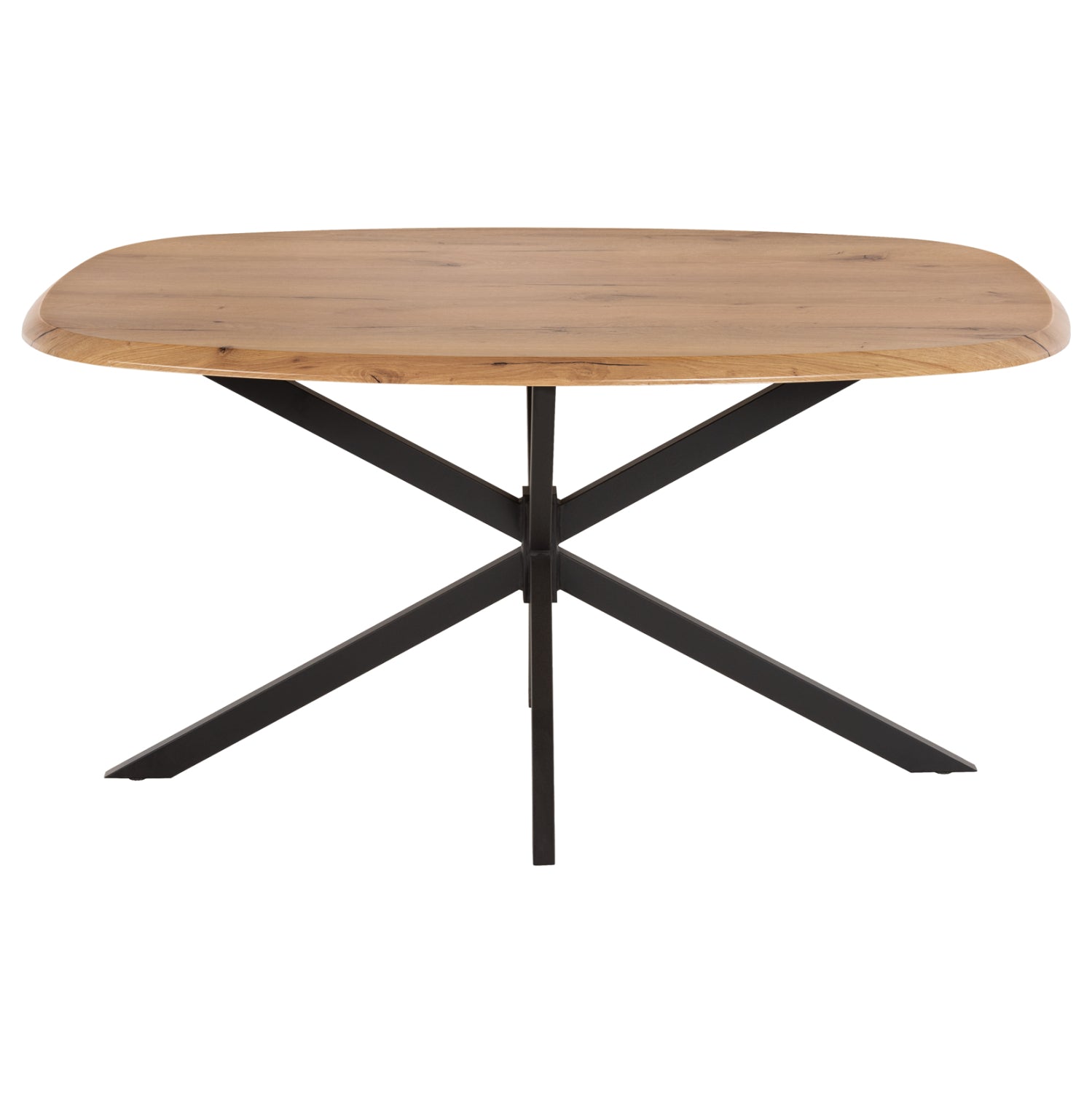 DINING TABLE OVAL RODDEN HM11903.01 WERZALIT TABLETOP IN NATURAL WOOD COLOR-BLACK METAL BASE 146x94x75Hcm.