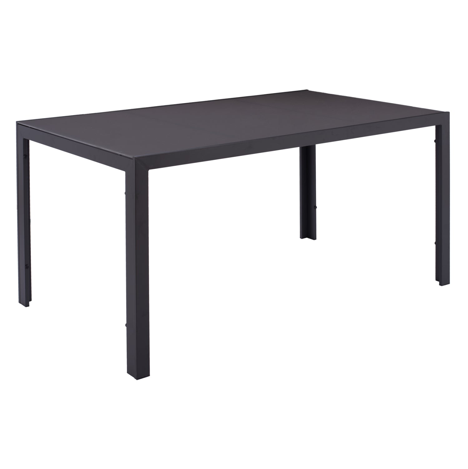 METALLIC TABLE IN GREY WITH GREY GLASS 150x90x75cm HM5767.01