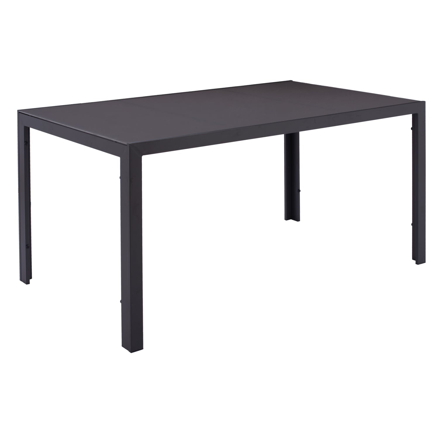 METALLIC TABLE IN GREY WITH GREY GLASS 150x90x75cm HM5767.01