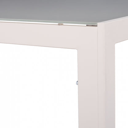 METALLIC TABLE ICE WHITE WITH GLASS HM5767.03 150X90Χ75cm.