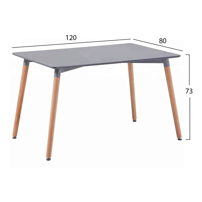 Dining Table Minimal HM008.10, legs BEECH, Grey mdf, 120x80x73