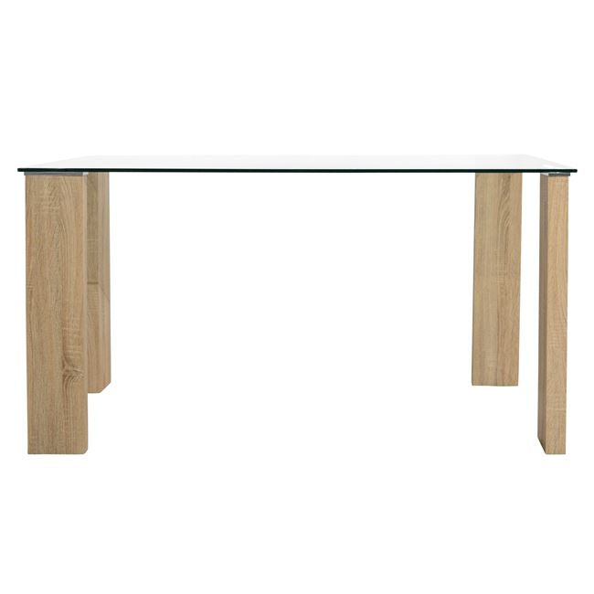 Dining Table Morgan 140x80x75cm HM0083.01 Glass with wooden legs