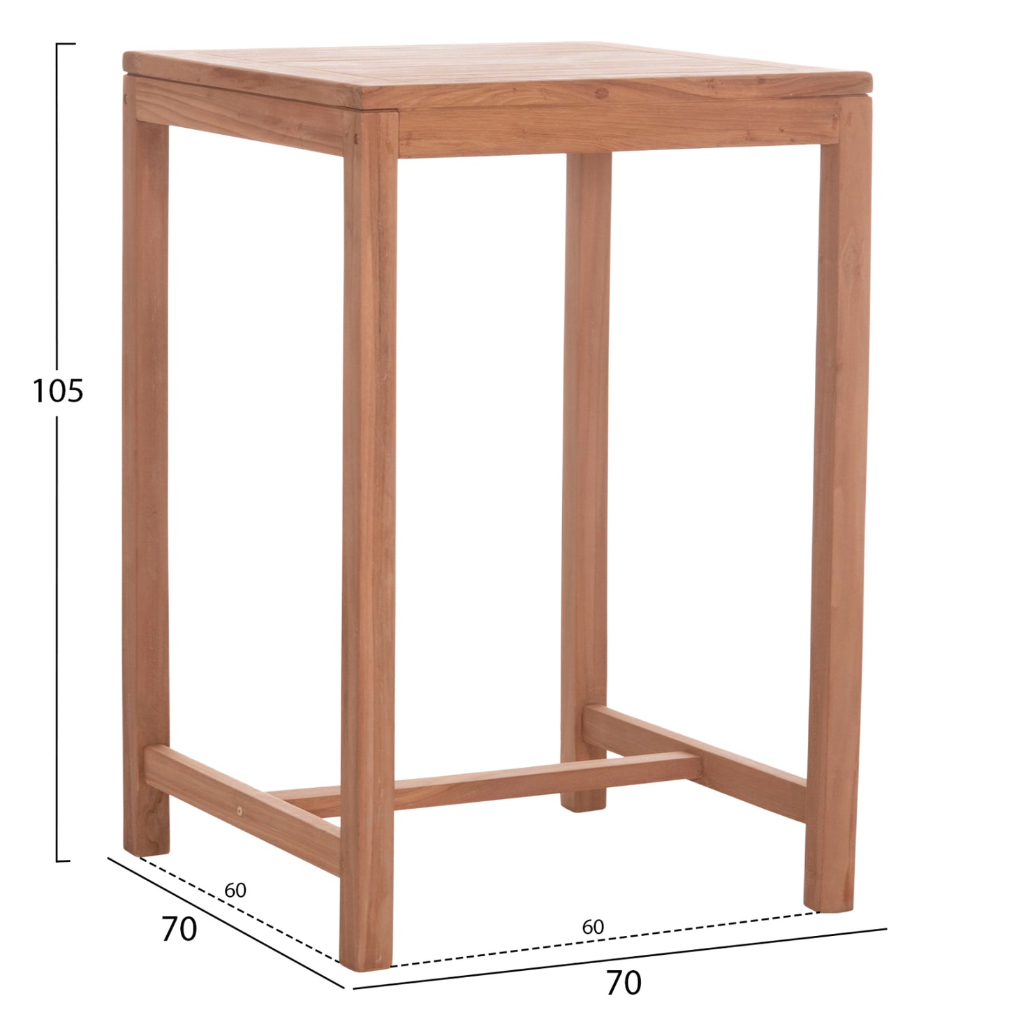 BAR SQUARE TABLE PRESSCOT HM18113 TEAK WOOD IN NATURAL COLOR 70x70x105Hcm.
