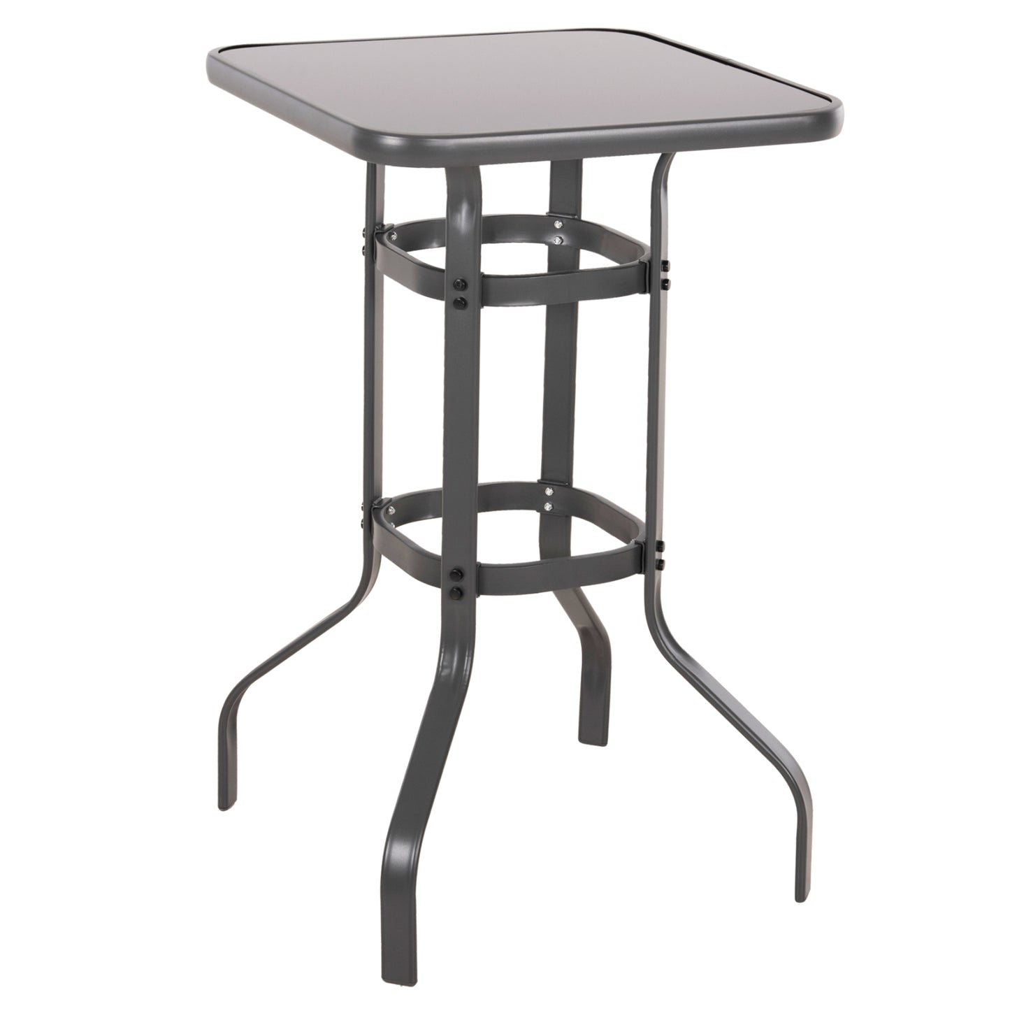 BAR TABLE SQUARE FIGGY HM6066.01 METALLIC GREY-TEMPERED GLASS 60x60x100Hcm.