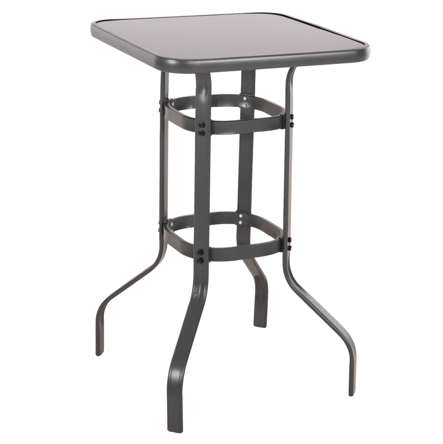 BAR TABLE SQUARE FIGGY HM6066.01 METALLIC GREY-TEMPERED GLASS 60x60x100Hcm.