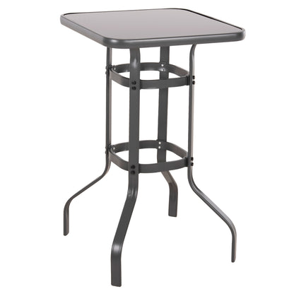 BAR TABLE SQUARE FIGGY HM6066.01 METALLIC GREY-TEMPERED GLASS 60x60x100Hcm.