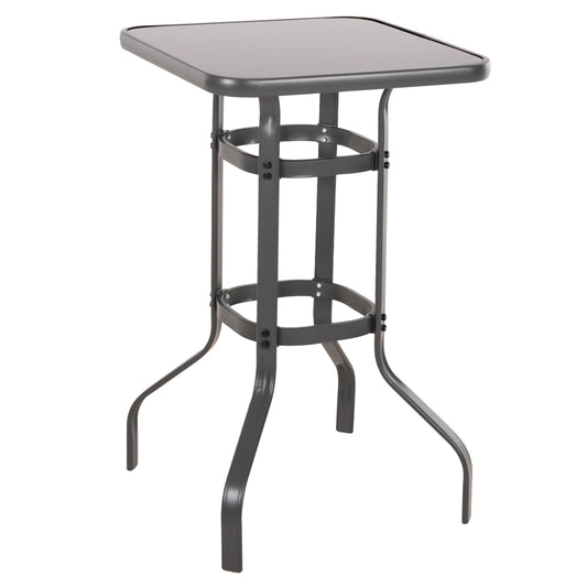 BAR TABLE SQUARE FIGGY HM6066.01 METALLIC GREY-TEMPERED GLASS 60x60x100Hcm.
