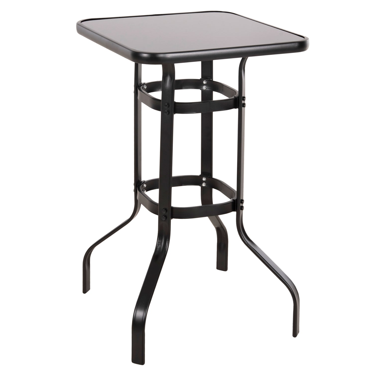 BAR TABLE SQUARE FIGGY HM6066.03 METALLIC BLACK-TEMPERED GLASS 60x60x100Hcm.