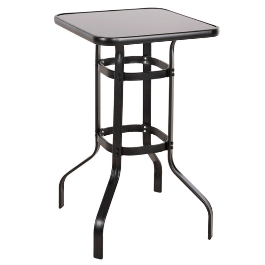 BAR TABLE SQUARE FIGGY HM6066.03 METALLIC BLACK-TEMPERED GLASS 60x60x100Hcm.